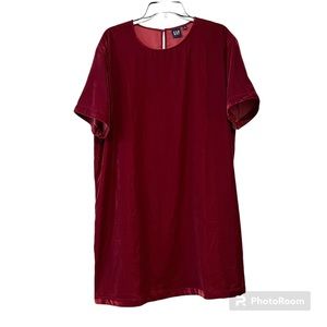 NWT Gap Burgundy Red Velvet Short Sleeve T-Shirt Dress size Large